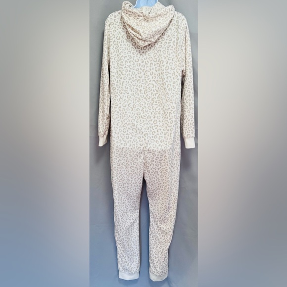 Old Navy Women's One‎ Piece Hooded Beige Leopard Print Soft Flannel Size XL Tall - Picture 4 of 12
